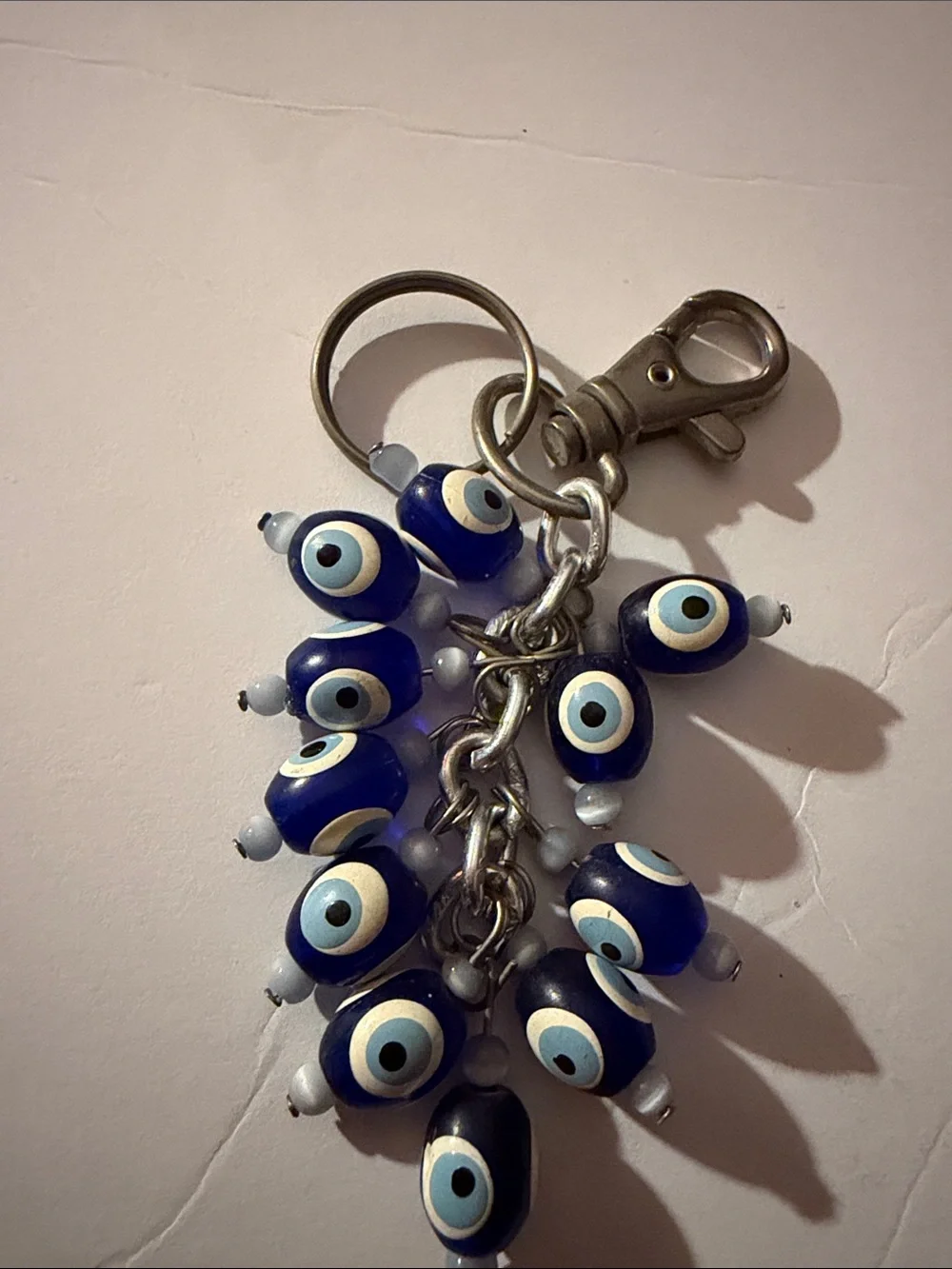 Blue Evil Eye Beaded Keychain Purse Charm Nazar Lucky Protection Lobster Clasp